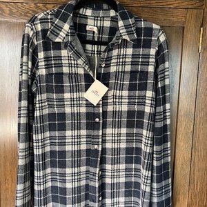 Faherty Legend Sweater Shirt - Navy Plaid - Womens S